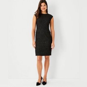 Ann Taylor black shimmer tweed dress sz 8 petite. Perfect for holiday parties.
